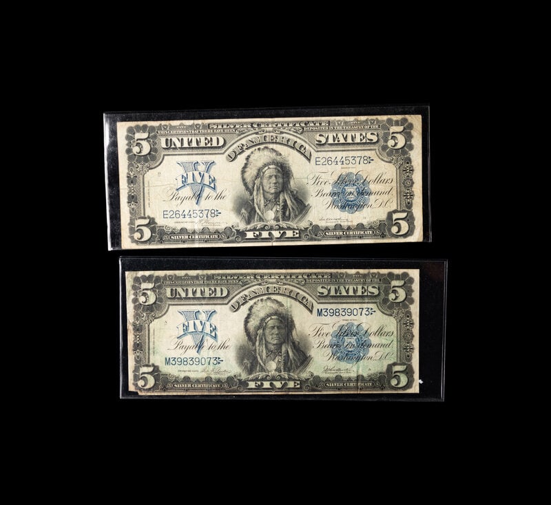 A Group of Two Series 1899 Indian Chief $5 Silver Certificate (1 of 2)