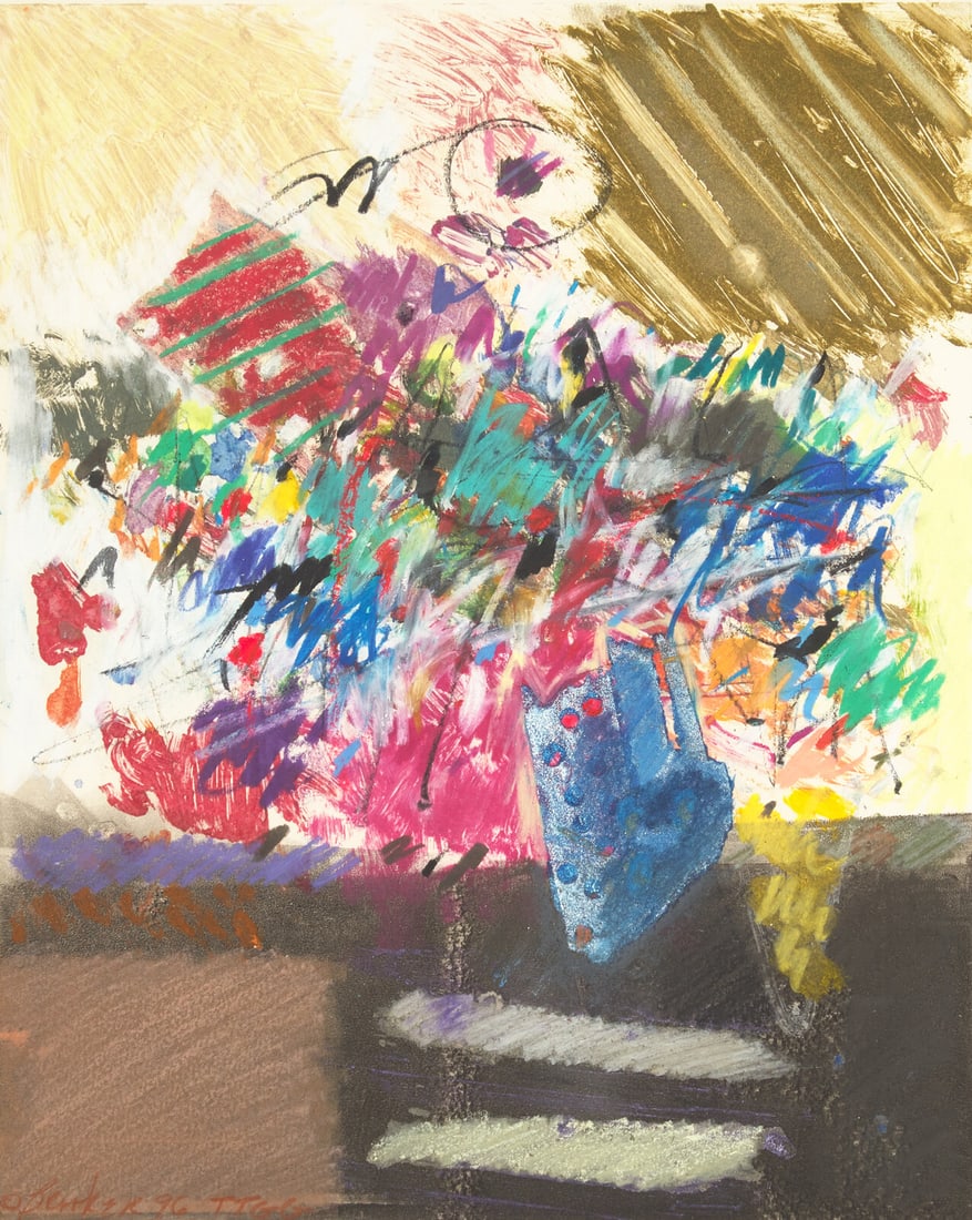 Moe Brooker (American, 1940-2021) Palimpsest #3, 1996: Moe Brooker (American, 1940-2021) Palimpsest #3, 1996 mixed media on paper signed Brooker, dated and inscribed TTGG (lower left) 21 x 18 1/8 inches. This lot is located in Philadelphia. Provenance: Th