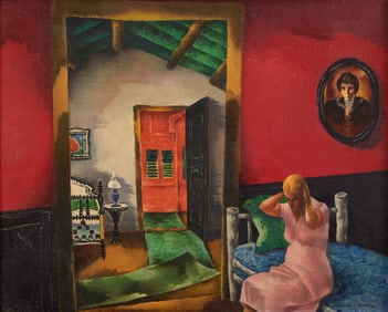 William Samuel Schwartz (Belarusian, 1896-1977) Interior with Red Wall, c. 1930s
