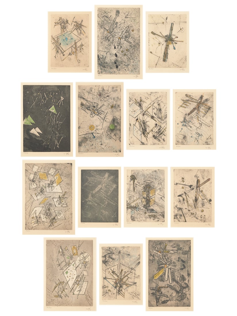 Roberto Matta (Chilean, 1911-2002) Droites libérées (a group of 14 prints); printed 1971 (1 of 2)