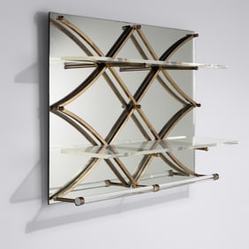 Charles Hollis Jones (American, b. 1945) Treillage mirrored wall shelf