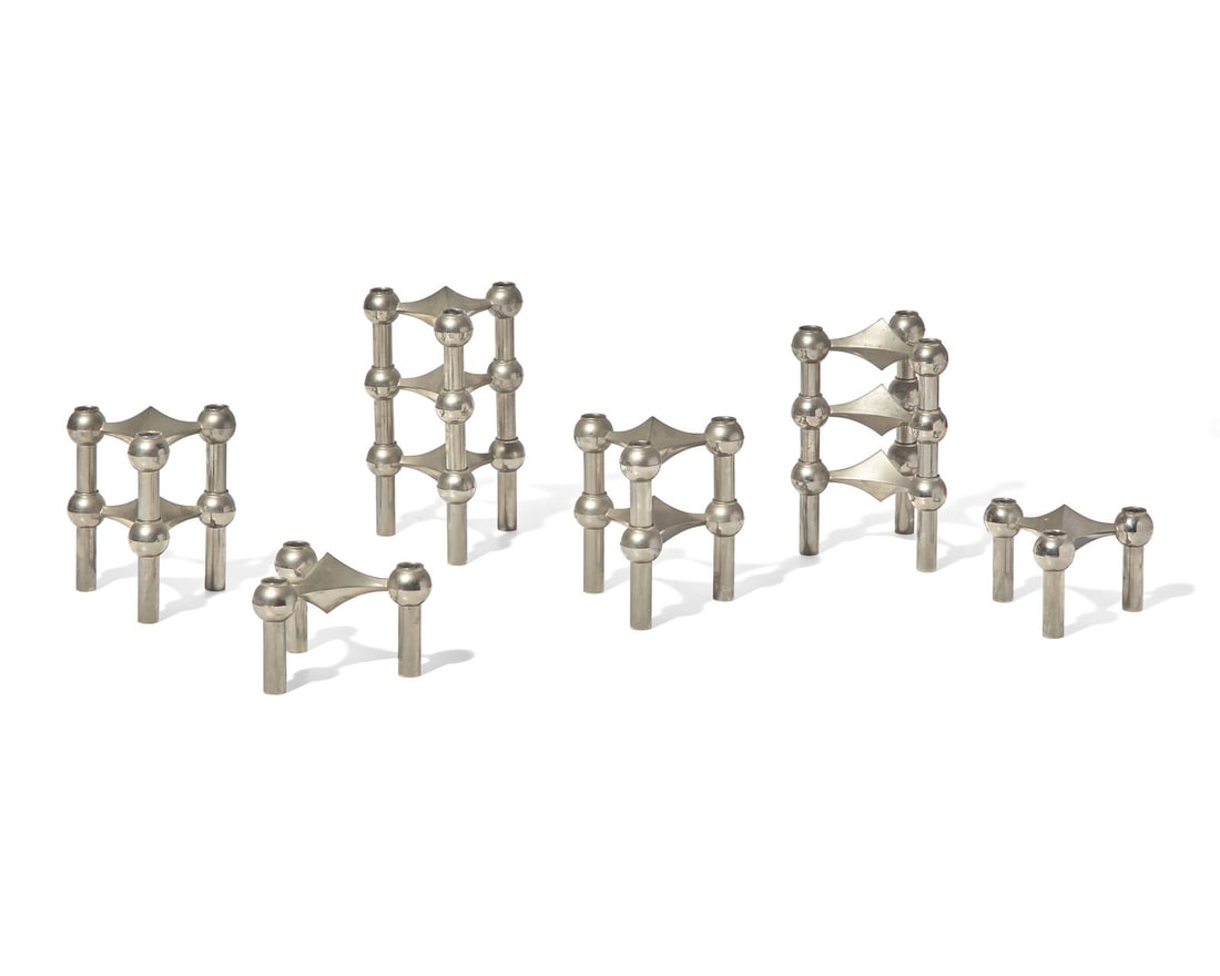 Caesar Stoffi (German, 1919-1988) Candleholders, set of twelve, c. 1965 Nagel AG, Germany (1 of 2)