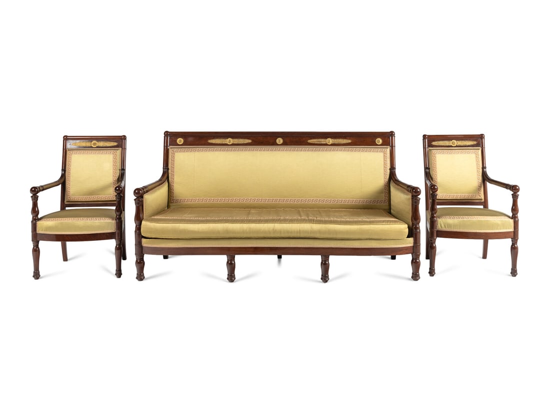 A Restauration Gilt Bronze Mounted Mahogany Three-Piece Seating Suite (1 of 15)