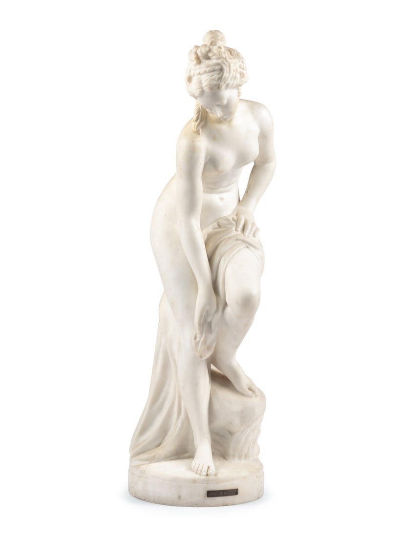 After Christophe-Gabriel Allegrain (19th Century): After Christophe-Gabriel Allegrain (19th Century) Venus At the Bath carved marble Height 27 1/2 inches. This lot is located in Chicago. Property from a Private Collection