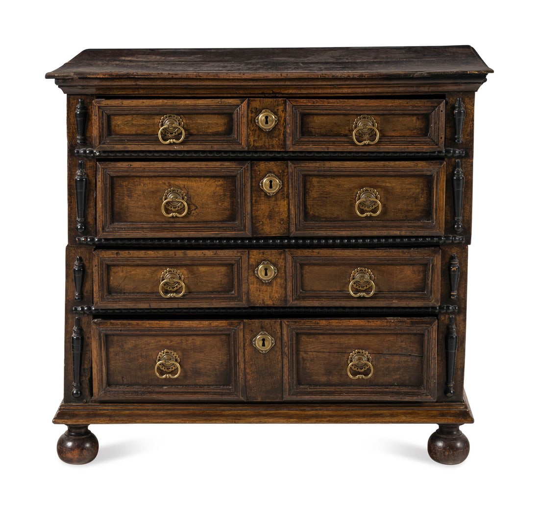 A William and Mary Part-Ebonized Oak Chest of Drawers (1 of 4)