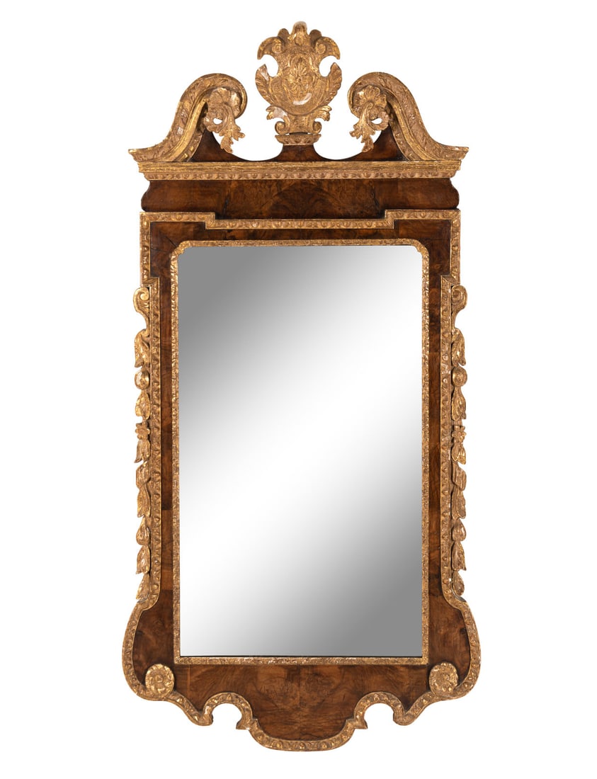 A George II Burl Walnut and Parcel Gilt Mirror (1 of 2)