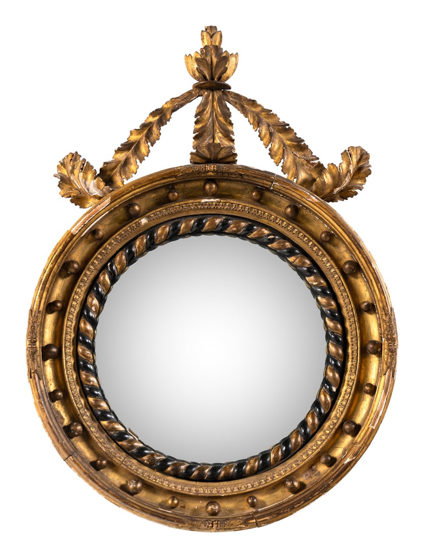 A Regency Giltwood Bullseye Mirror: A Regency Giltwood Bullseye Mirror 19th Century Height 31 x width 22 1/2 inches. This lot is located in Chicago. Provenance: Warfield's, St. Louis