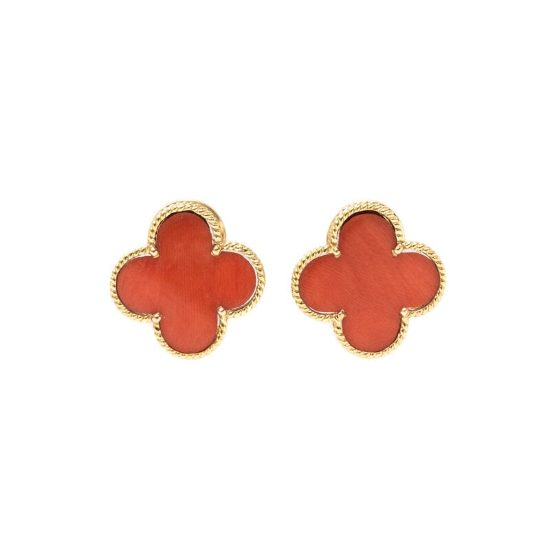 YELLOW GOLD AND CORAL EARRINGS (1 of 2)