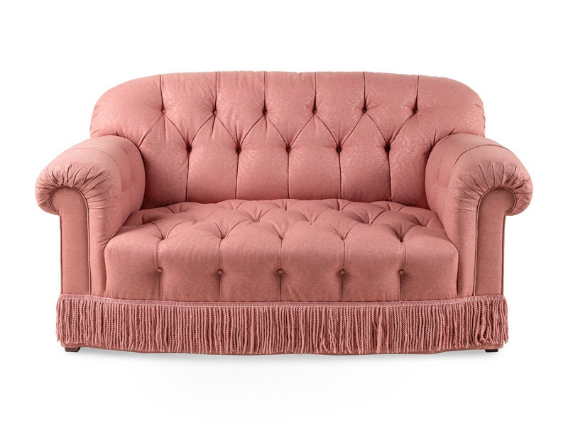 A Button-Tufted Upholstered Settee (1 of 2)