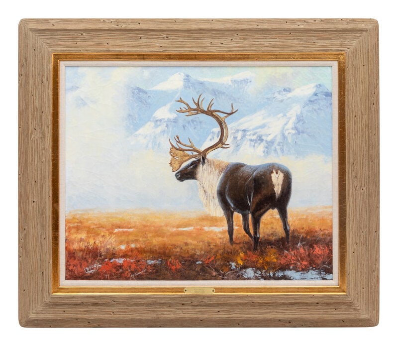 August (Curley) Lenox (American, 1908-1986) Caribou: August (Curley) Lenox (American, 1908-1986) Caribou oil/acrylic 29 x 23 inches This lot is located in Denver. Property from the Collection of a Missouri Company Size