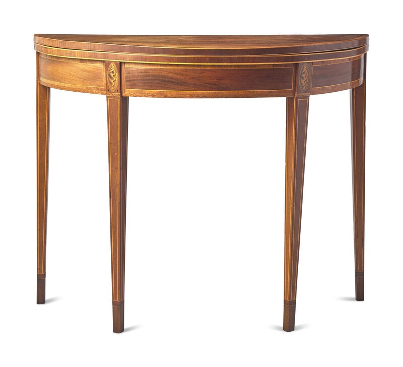 A George III Inlaid Mahogany Demilune Card Table (1 of 2)