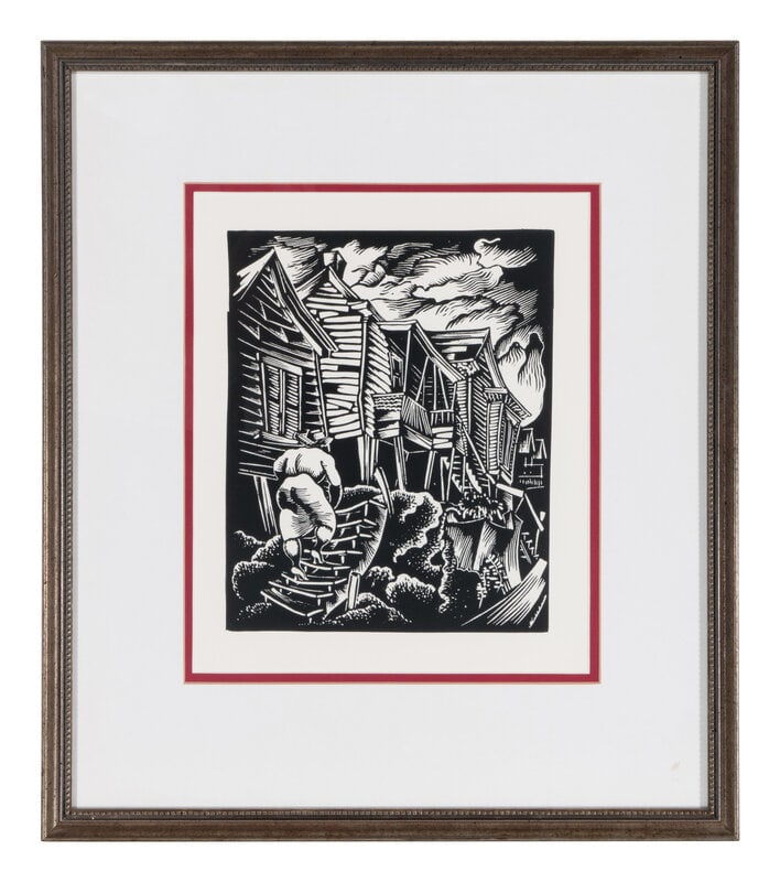 Hale Woodruff (American, 1900-1980) Going Home (from Hale Woodruff: Selections from the Atlanta Peri: Hale Woodruff (American, 1900-1980) Going Home (from Hale Woodruff: Selections from the Atlanta Period 1931–1946); published 1996 linocut edition of 300 9 7/8 x 8 inches. This lot