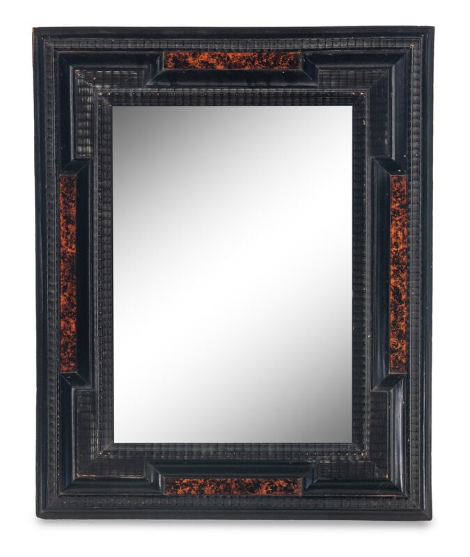 A Flemish Faux Tortoiseshell and Ebonized Ripple-Molded Mirror (1 of 1)
