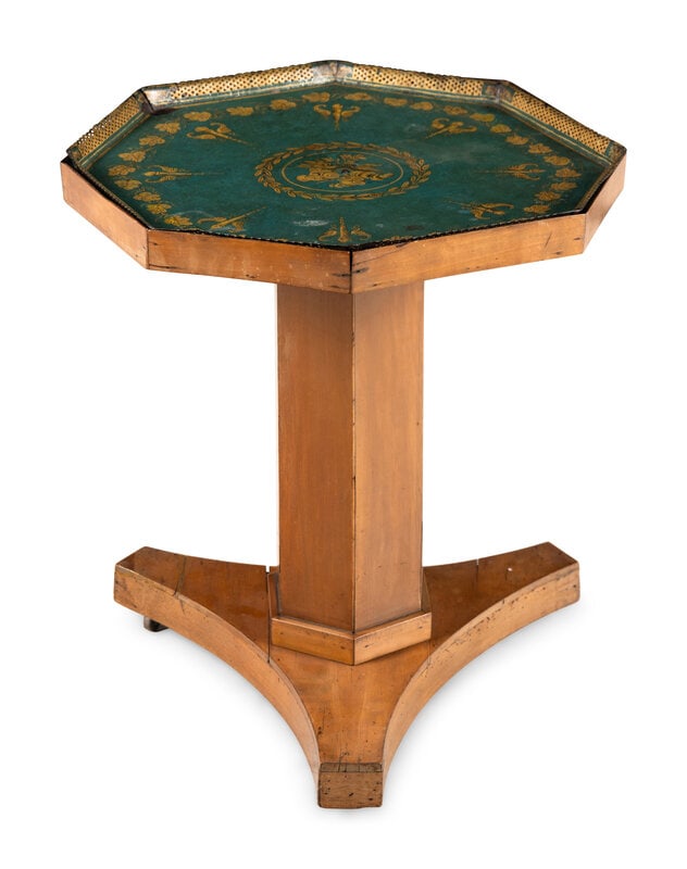 A French Fruitwood and Tole-Inset Center Table (1 of 2)