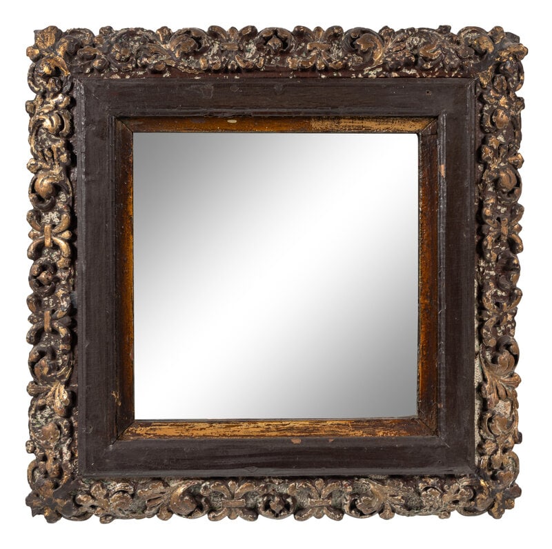 A Continental Polychrome and Parcel-Gilt Carved Mirror (1 of 2)