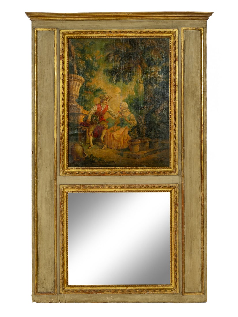 A French Painted and Parcel Gilt Trumeau Mirror (1 of 14)