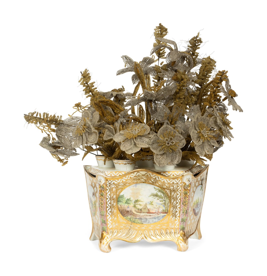 An English Hand-Painted and Parcel-Gilt Porcelain Bough Pot (1 of 14)