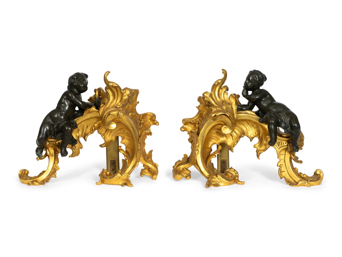 A Pair of Louis XV Style Gilt and Patinated Bronze Chenets (1 of 14)
