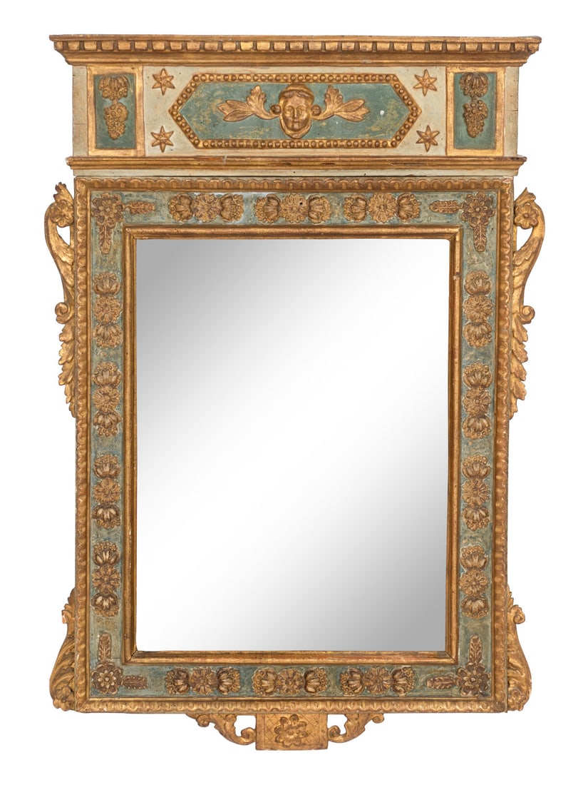 An Italian Neoclassical Painted and Parcel Gilt Mirror (1 of 11)