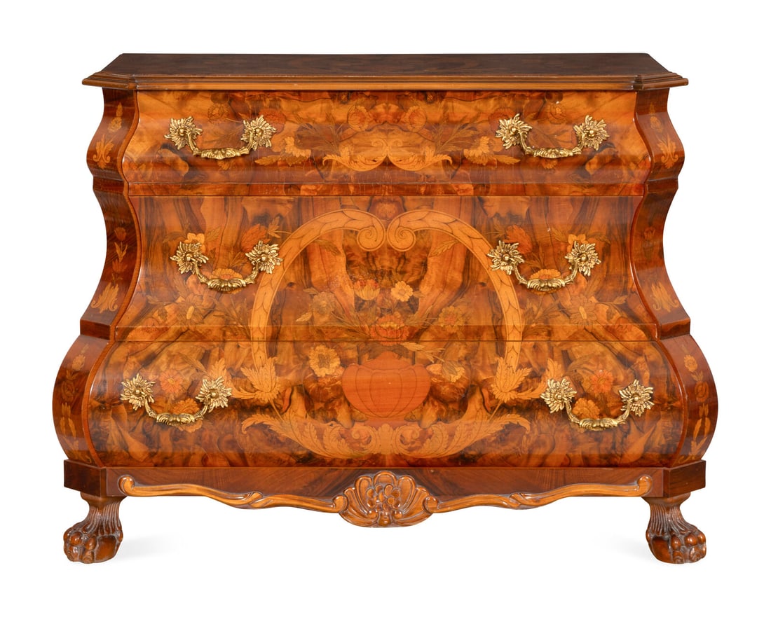 A Dutch Baroque Style Walnut and Marquetry Chest of Drawers (1 of 8)