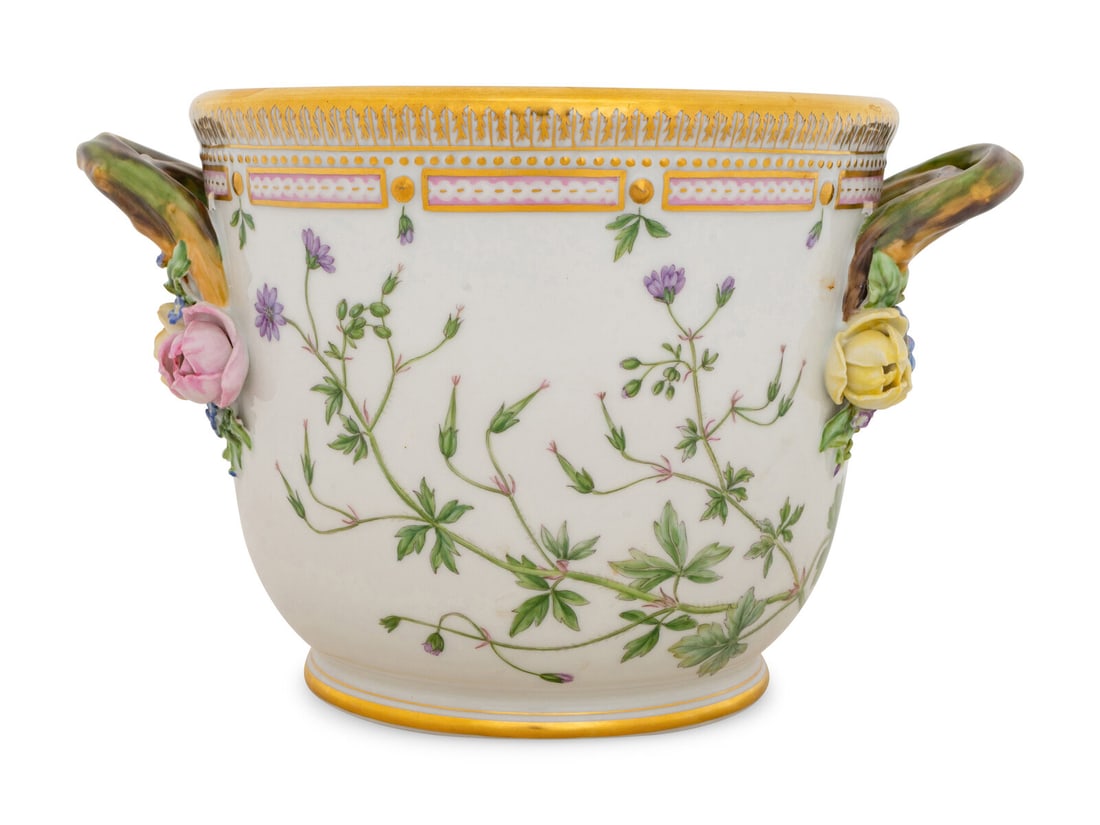 A Royal Copenhagen Flora Danica Wine Cooler: A Royal Copenhagen Flora Danica Wine Cooler Inscribed Geranium pyrenaicum L. to underside. Height 6 1/2 inches, model no. 3571. This lot is located in Palm Beach.