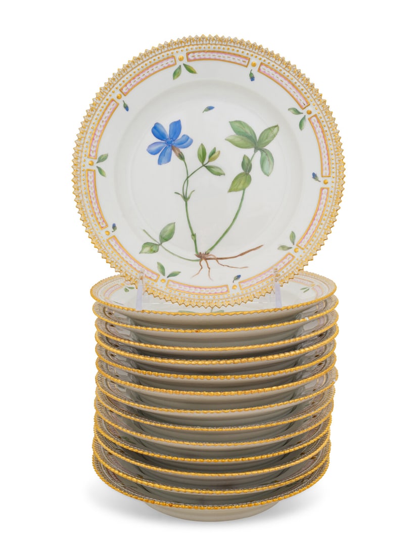 A Set of Fourteen Royal Copenhagen Flora Danica Salad Plates (1 of 2)
