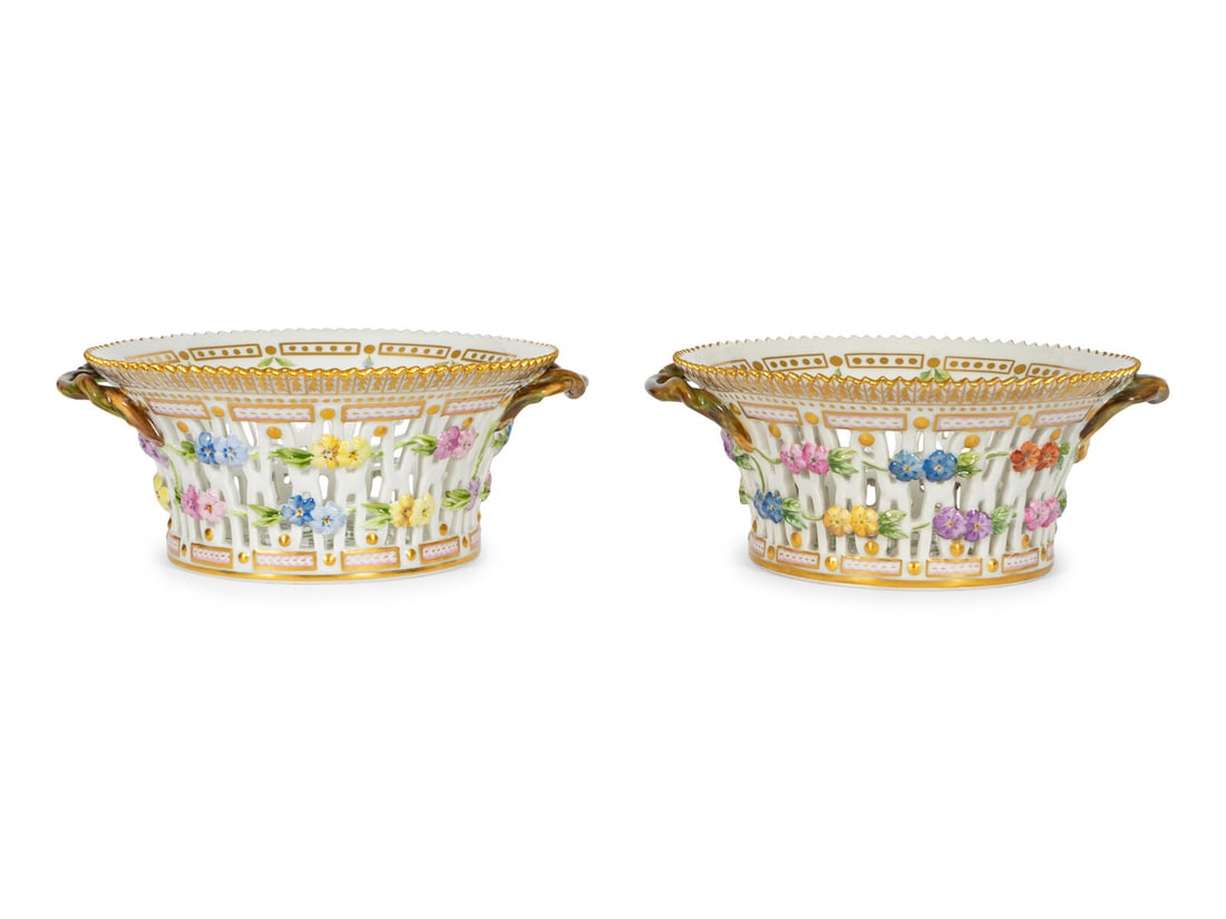 A Pair of Royal Copenhagen Flora Danica Reticulated Fruit Baskets (1 of 4)