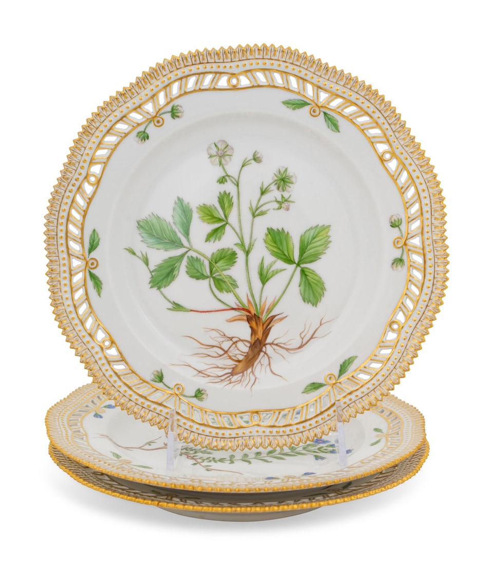 A Set of Three Royal Copenhagen Flora Danica Reticulated Luncheon Plates (1 of 3)