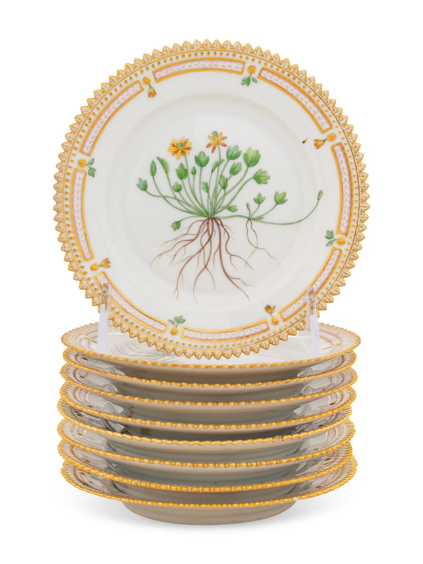 A Set of Nine Royal Copenhagen Flora Danica Bread Plates (1 of 2)