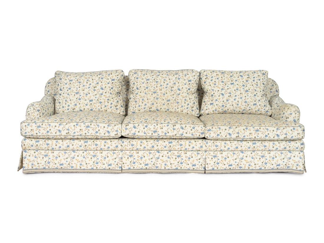 A Large E.J. Victor Embroidered Cotton-Upholstered Sofa (1 of 11)
