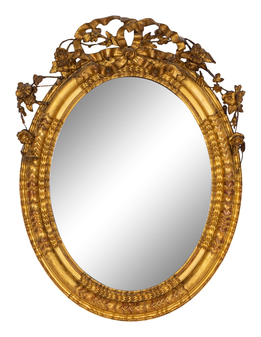 A George III Style Giltwood Mirror: A George III Style Giltwood Mirror 19th Century Height 42 x width 31 x depth 5 inches. This lot is located in Palm Beach.