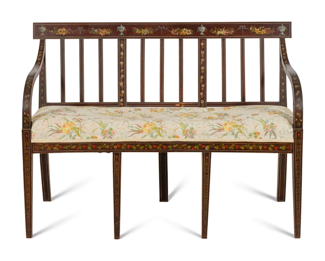 An Edwardian Style Painted Bench (1 of 2)