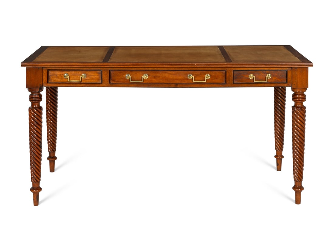 A Robert Lighton Regency Style Leather-Inset Mahogany Desk (1 of 2)