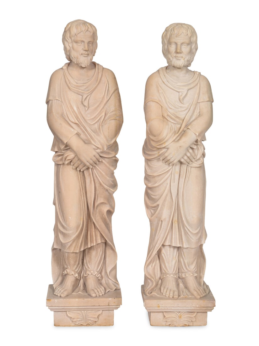 A Pair of Large Italian Carved Marble Figural Pilasters (1 of 3)
