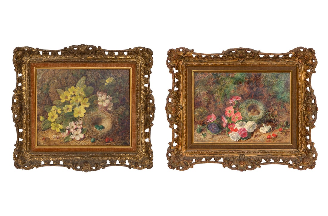 George Clare (British, 1835-1900) Still  Lives with Birds' Nests and Wild Flowers (a pair) (1 of 5)