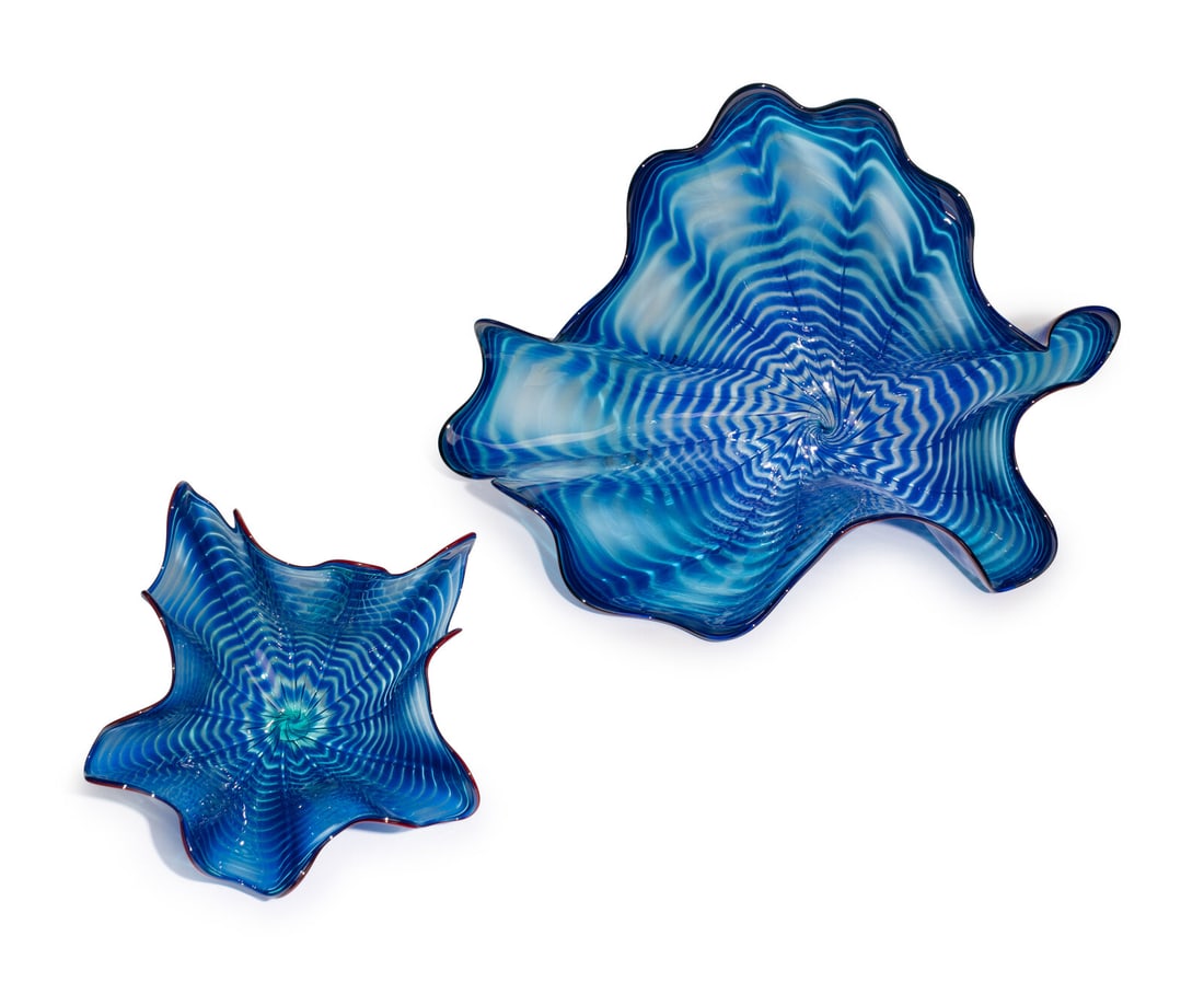 Dale Chihuly  (American, b. 1941) Two-piece Cobalt Persian set (1 of 4)