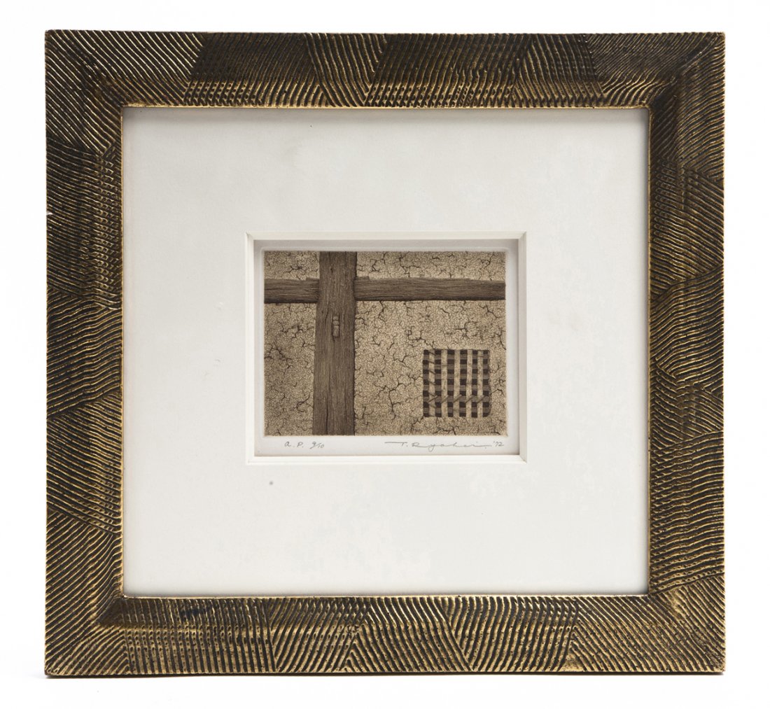 Ryohei Tanaka, (Japanese, b. 1933), Abstract Wall: Ryohei Tanaka (Japanese, b. 1933) Abstract Wall, 1972 etching edition A.P. 9/10, signed T. Ryohei and dated (lower right) 4 x 4 7/8 inches.