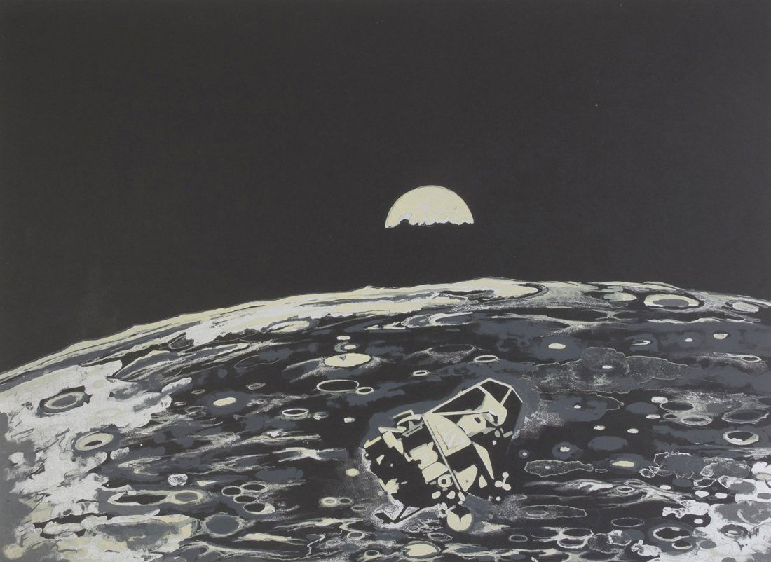 Lowell Nesbitt, (American, 1933-1993), Moon 69, 1: Lowell Nesbitt (American, 1933-1993) Moon 69, 1969 (four prints of the original suite of eight) screenprint edition 57/98, signed L. Nesbitt and dated 22 x 29 3/4 inches. Condition: Sheet: 22 x 29 3/4