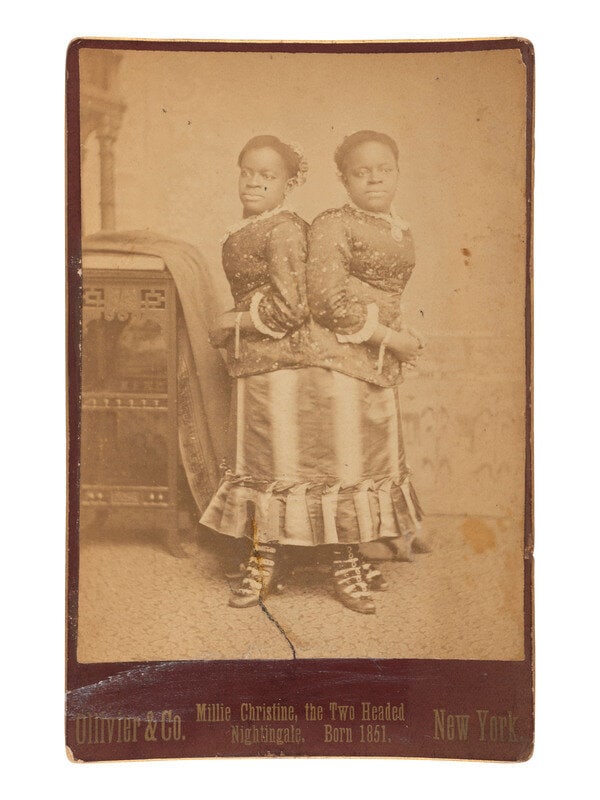 [MUSIC] 3 photos of female singers, incl. cabinet card of conjoined twins Millie and Christine MCKOY (1 of 3)