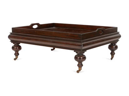 A Ralph Lauren Mahogany Cocktail Table: A Ralph Lauren Mahogany Cocktail Table Late 20th/21st Century Height 19 x width 46 1/2 x depth 38 inches. Property from the Collection of Raphael Yakoby, New York This l