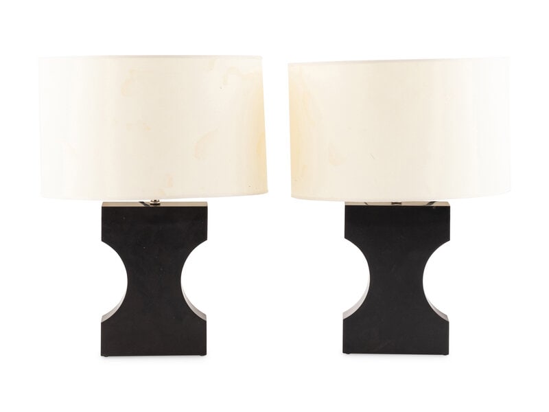 A Pair of Contemporary Black Slate Table Lamps (1 of 2)