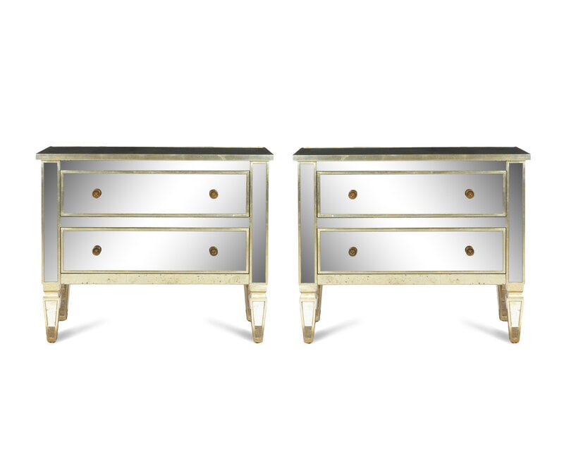 A Pair of Silver Gilt Mirror-Veneered Bedside Commodes (1 of 2)