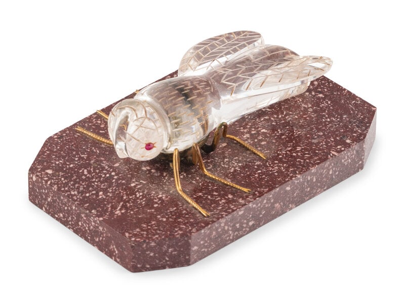 A Porphyry Mounted Gilt-Metal and Glass Insect Model  (1 of 2)