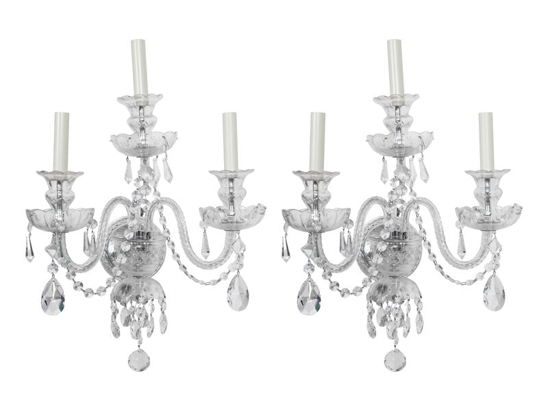 A Pair of Cut Glass Three-Light Wall Lights (1 of 2)