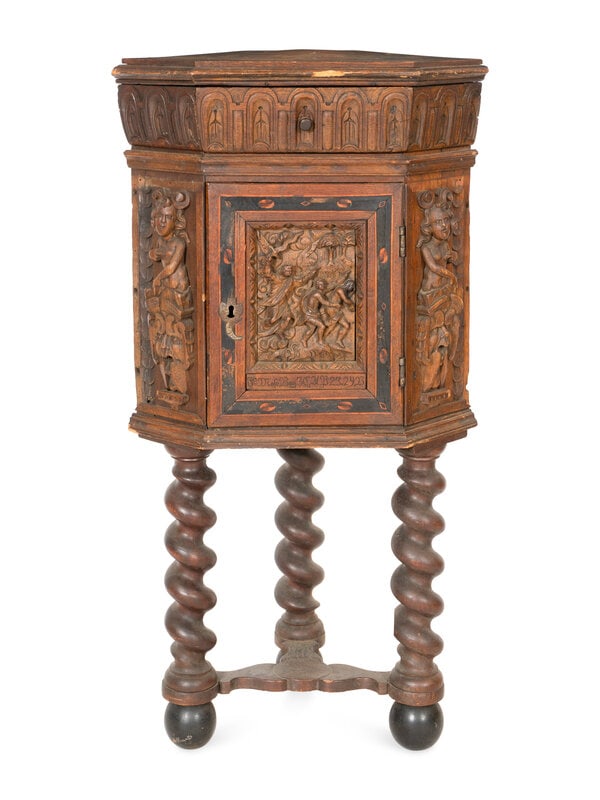 An Italian Renaissance Carved Walnut Corner Cabinet (1 of 3)