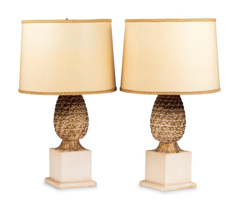 A Pair of Painted Pineapple-Form Table Lamps (1 of 2)