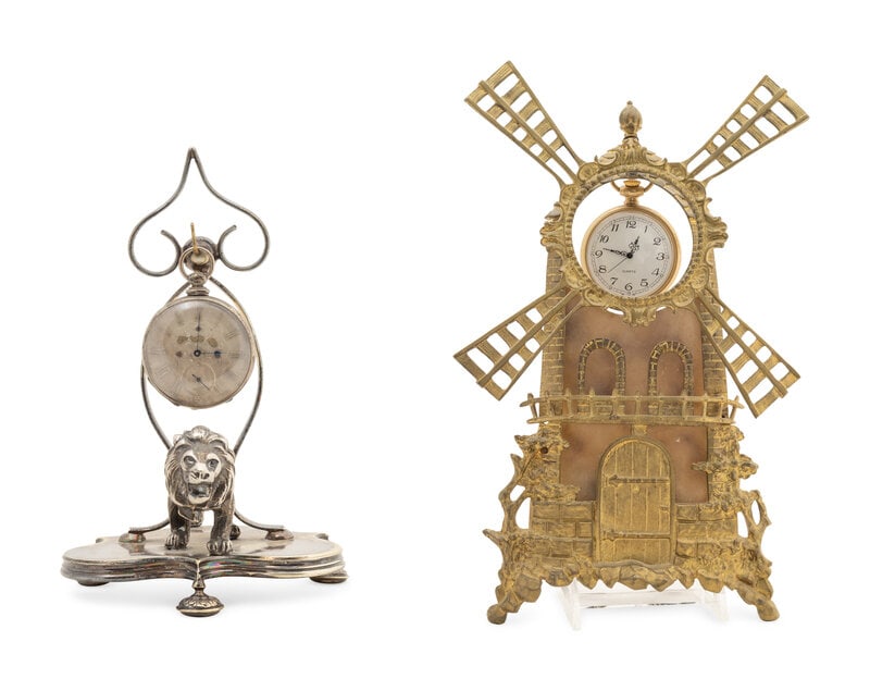 An English Silver Plated Pocket Watch Stand and Pocket Watch by M J Tobias & Co., Liverpool (1 of 3)
