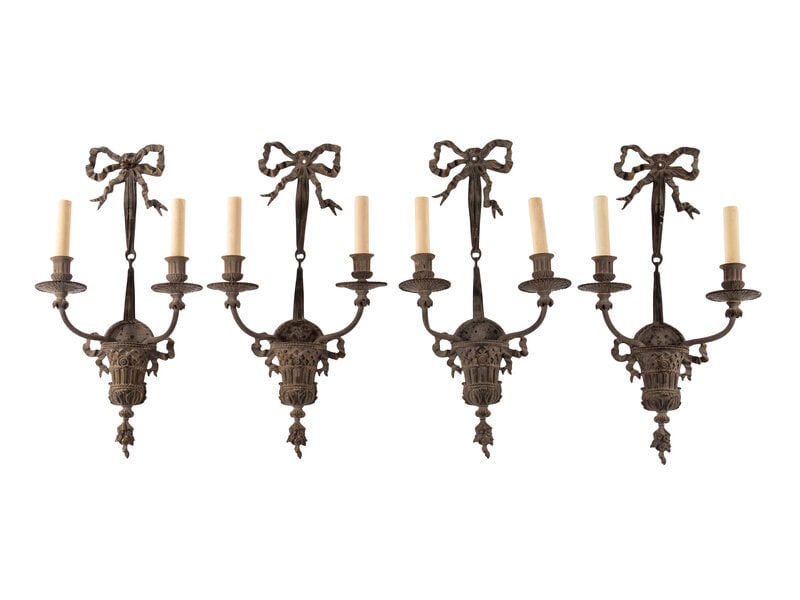 A Set of Four Louis XVI Style Gilt Bronze Two-Light Sconces (1 of 2)
