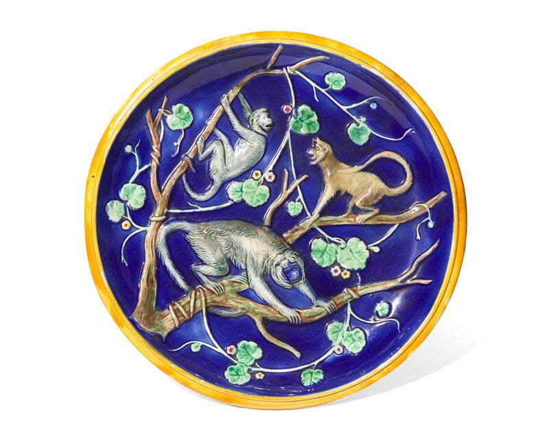 A Wedgwood Majolica Monkey Tazza (1 of 3)