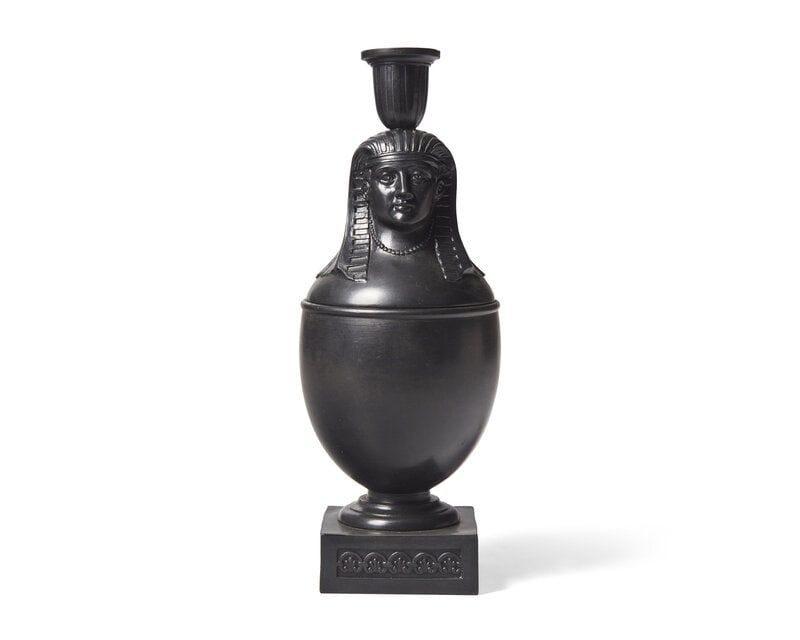 A Wedgwood & Bentley-Type Black Basalt Canopic Jar Candleholder (1 of 3)